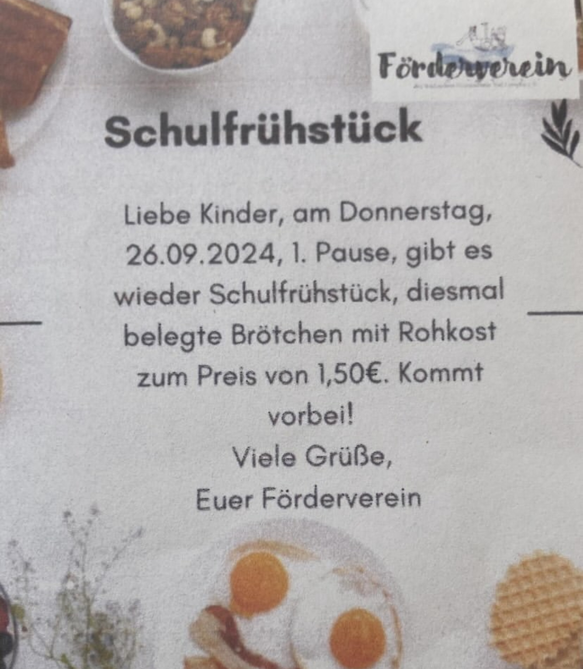 Read more about the article Gesundes Frühstück dank des Fördervereins